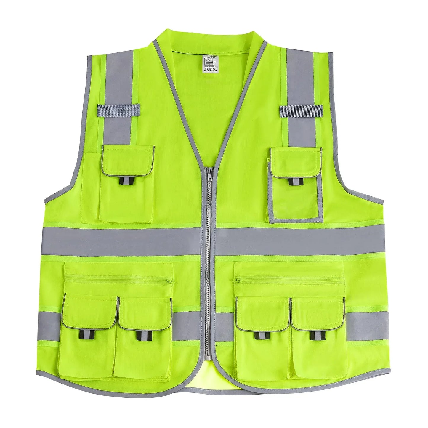 Safety Vest Reflective Yellow Work Vest With 10 Pockets For Men And Women - THE MILE MAKER DRIVER SHOP