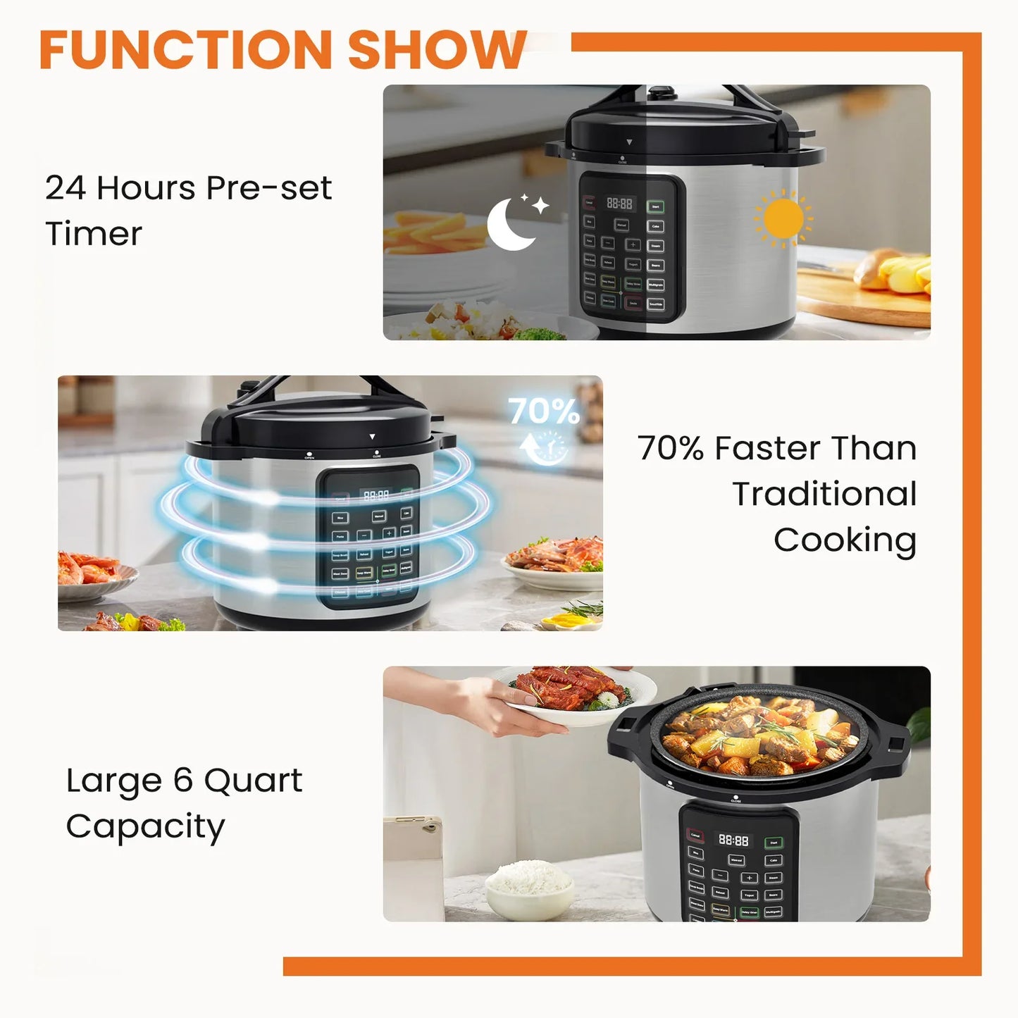 9 In 1 Electric Pressure Cooker, Warmer & Sterilizer, Saute, Slow Cooker, Rice Cooker, Multi-Functional Smart Pot - THE MILE MAKER DRIVER SHOP