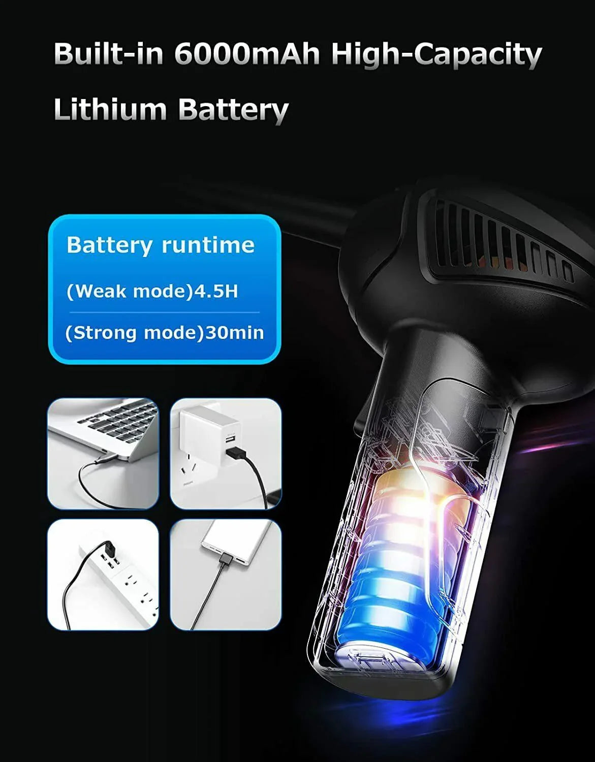 Rechargeable Air Duster Electric Cleaner Cleaning Blower For Car-PC-Keyboard-Pet - THE MILE MAKER DRIVER SHOP