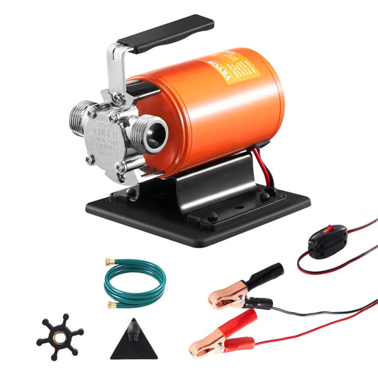 Water Transfer Pump, 12V DC 360 GPH 1/10HP, Portable Electric Utility Pump With 6 Ft Suction Hose Kit, Impeller, Suction Strainer, For Garden, Rain Barrel, Pool, Pond, Hot Tub, Aquarium Draining - THE MILE MAKER DRIVER SHOP