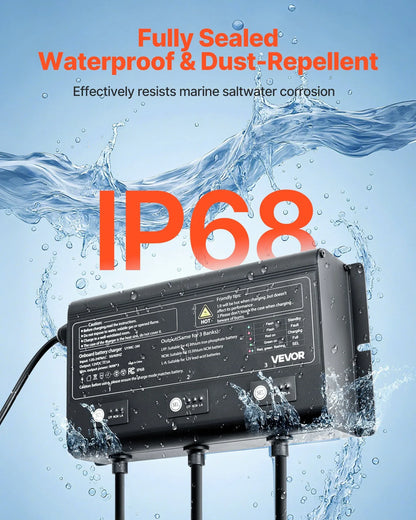 3-Bank 5A 12V Smart Marine Battery Charger Onboard IP68 Waterproof Boat RV Yacht - THE MILE MAKER DRIVER SHOP