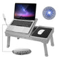 Foldable Laptop Table Bed Notebook Desk With Cooling Fan Mouse Board LED Light 4 XUSB Ports Breakfast Snacking Tray - THE MILE MAKER DRIVER SHOP