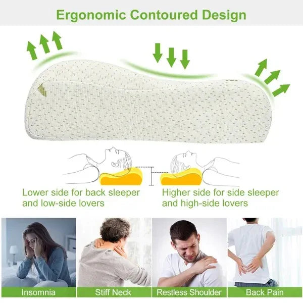 Bamboo Memory Foam Sleep Pillow Contoured Cervical Orthopedic Pillow Neck Support Breath Pillow - THE MILE MAKER DRIVER SHOP