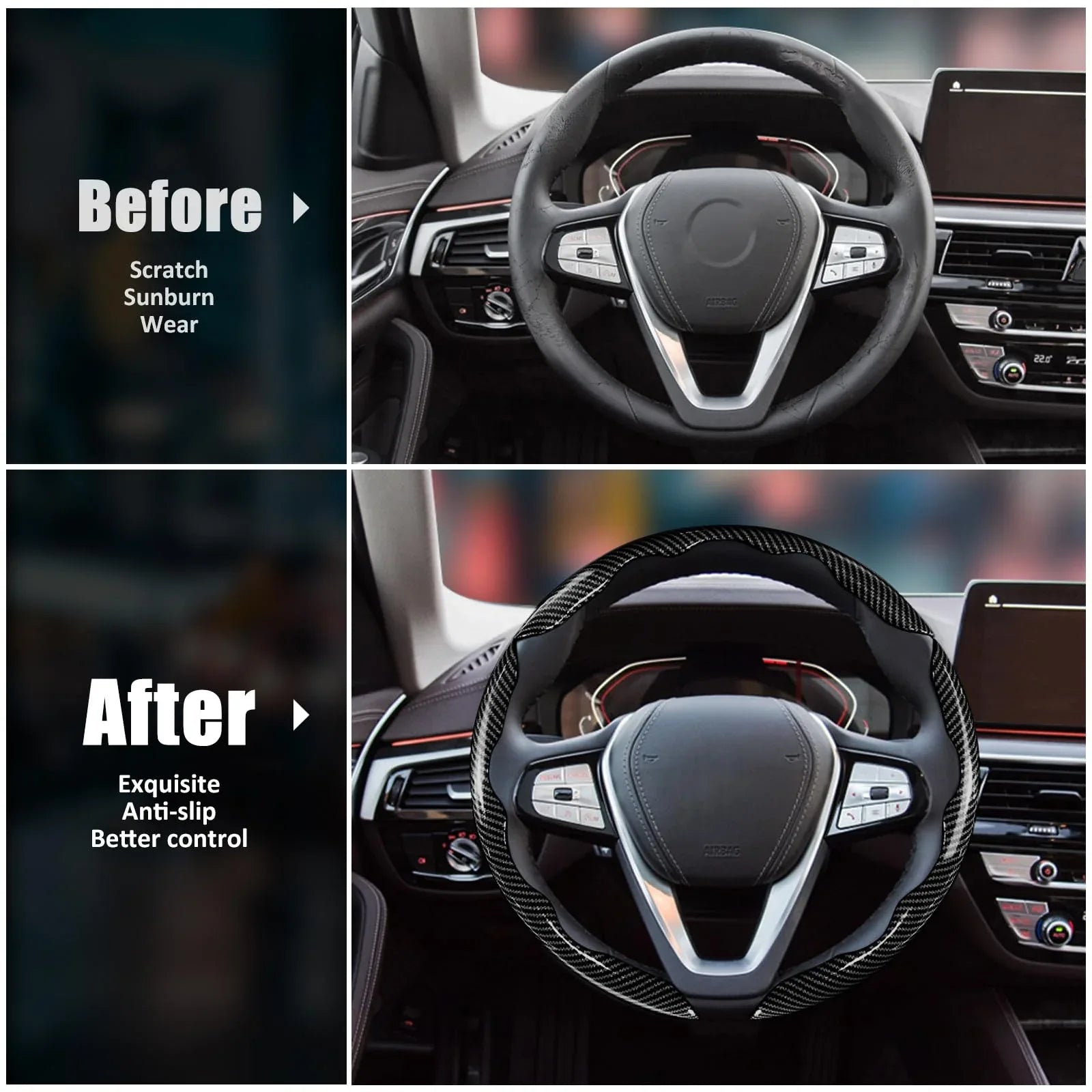 7-Car Steering Wheel Cover-Black - THE MILE MAKER DRIVER SHOP