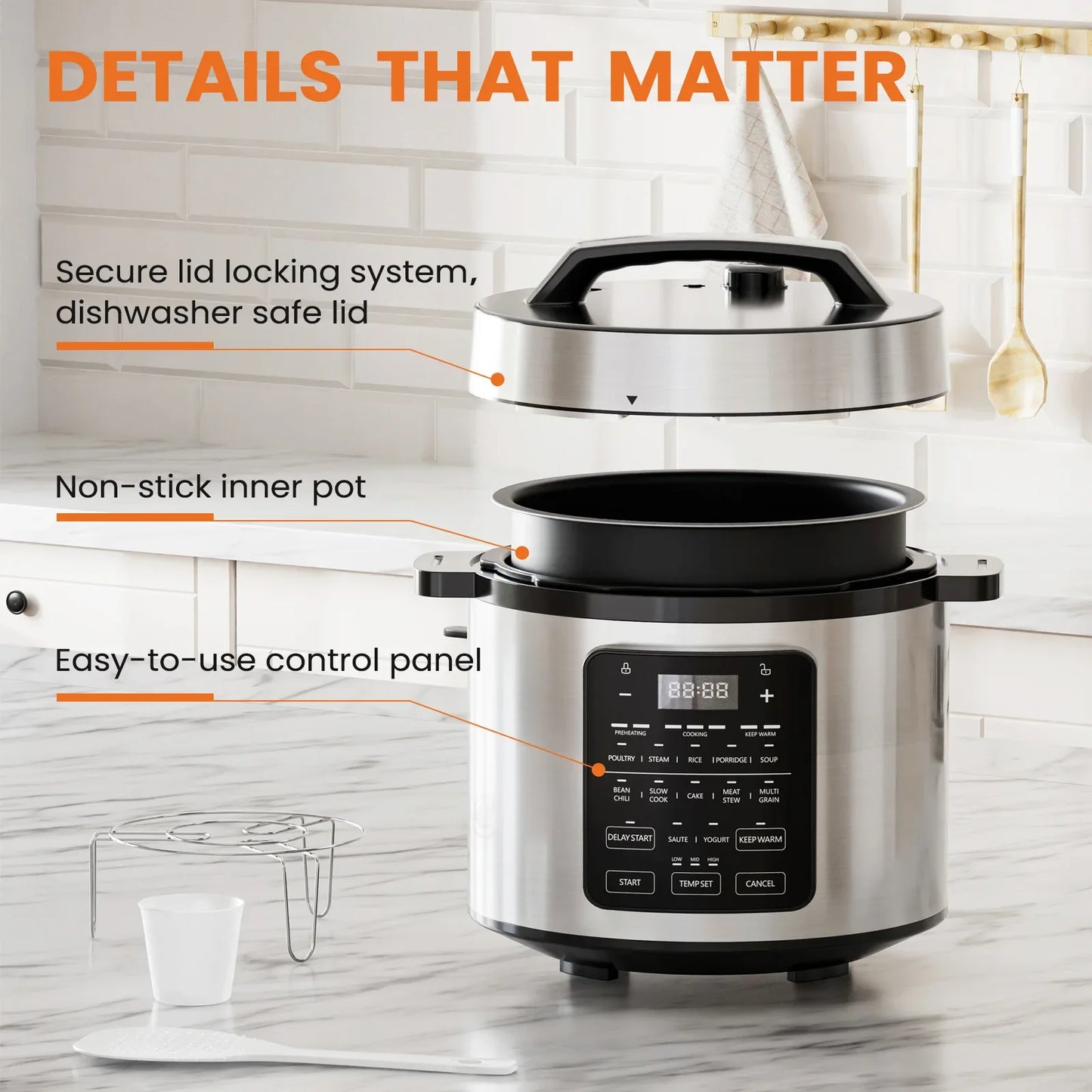 9 In 1 Electric Pressure Cooker, Warmer & Sterilizer, Saute, Slow Cooker, Rice Cooker, Multi-Functional Smart Pot - THE MILE MAKER DRIVER SHOP