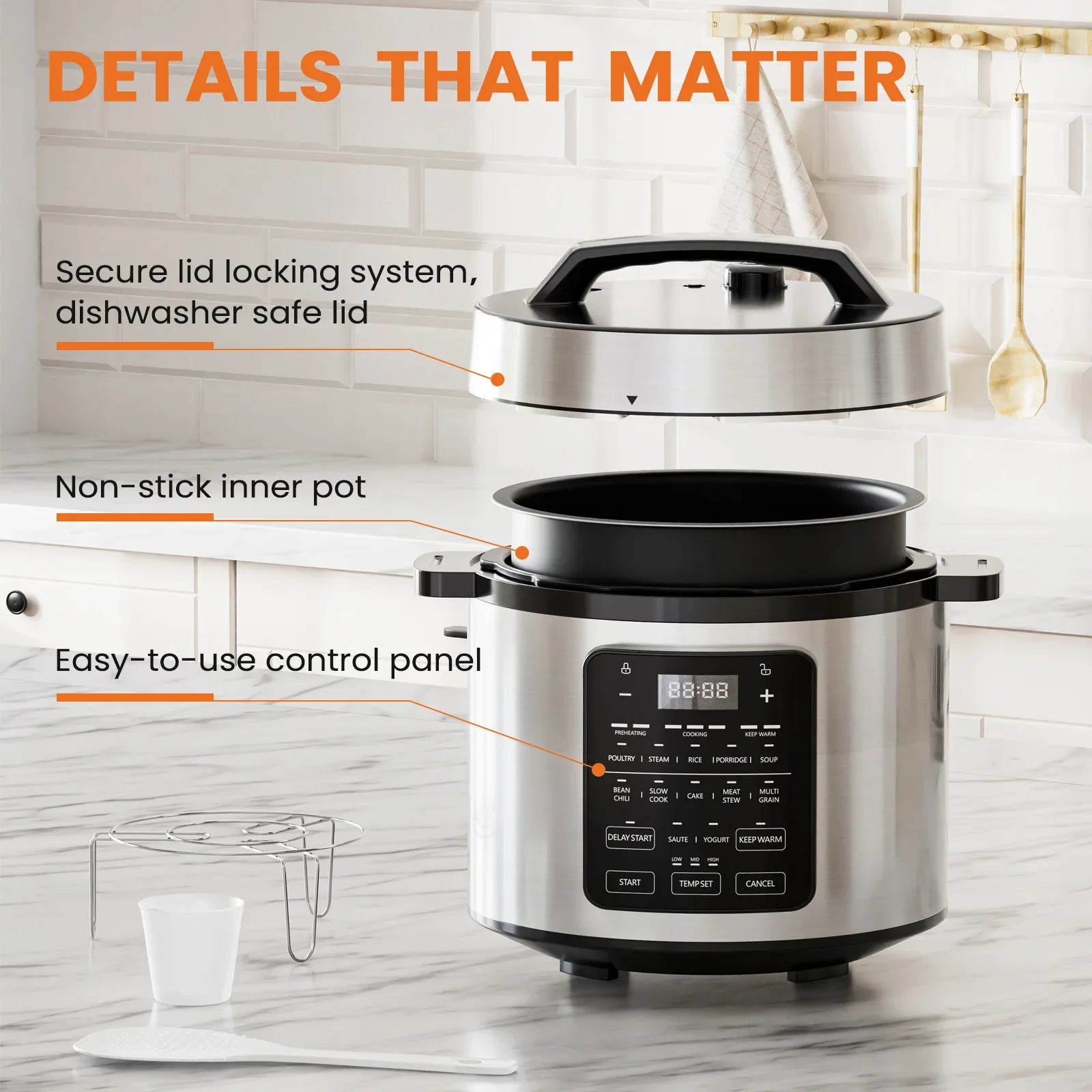9 In 1 Electric Pressure Cooker, Warmer & Sterilizer, Saute, Slow Cooker, Rice Cooker, Multi-Functional Smart Pot - THE MILE MAKER DRIVER SHOP