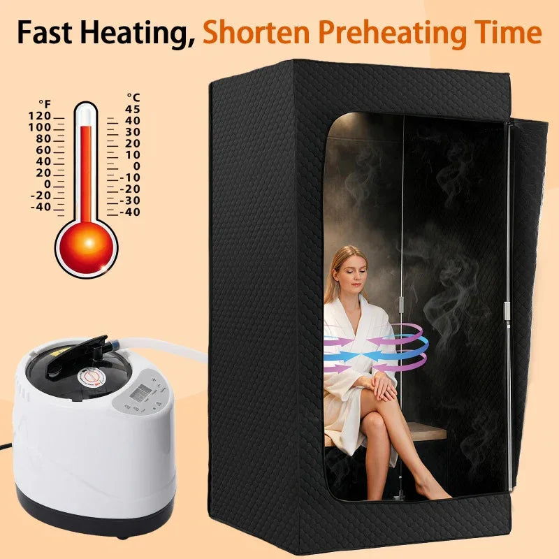 Portable Steam Sauna Tent, 9-layer Temperature, Remote Control, Folding Chair - THE MILE MAKER DRIVER SHOP