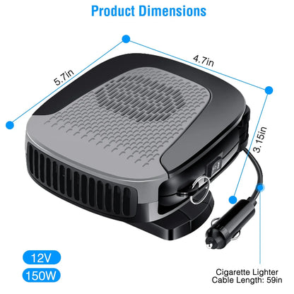 12V 150W Portable Car Auto Heater Heating Fan 2 In 1 Defroster Demister Windshield Heater Automotive Cooling Fan - THE MILE MAKER DRIVER SHOP