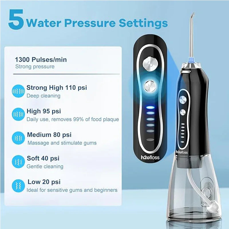 Water Dental Flosser Teeth Pick Portable Oral Irrigator With 5 Modes IPX7 - THE MILE MAKER DRIVER SHOP