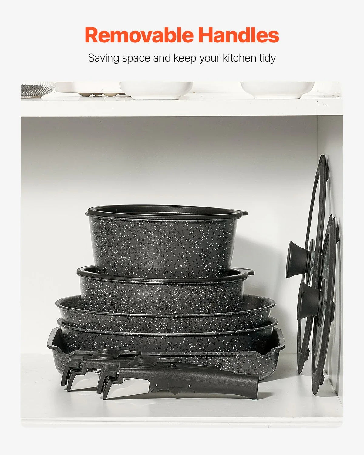 17 Piece Pots And Pans Set Granite Nonstick Kitchen Cookware Induction Black - THE MILE MAKER DRIVER SHOP