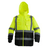 High Visibility Reflective Safety Jacket Waterproof Hoodie Yellow With Black L - THE MILE MAKER DRIVER SHOP