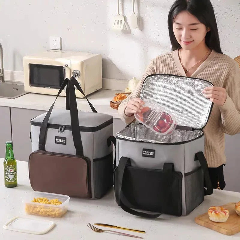 Black Insulated Lunch Bag Durable & Stain-Resistant Oxford Fabric, Excellent Thermal Performance For Hot Cold Food - THE MILE MAKER DRIVER SHOP