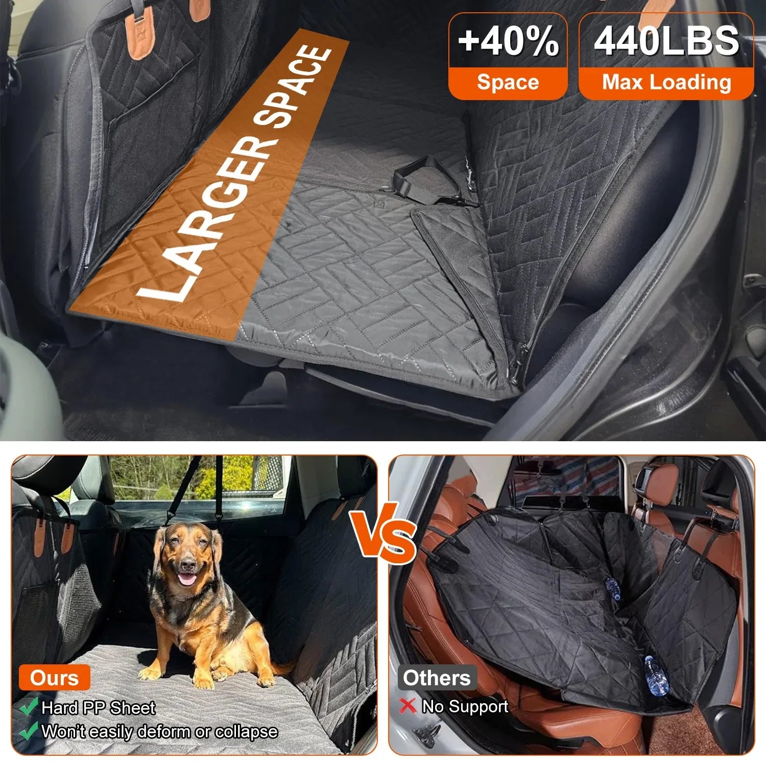 1Pc Dog Car Seat Cover For Back Seat Waterproof Oxford Cloth Seat Cover Hammock Non-Slip Scratchproof Back Seat Extender With Side Flap Mesh Window Storage Bag For Car SUV Truck - THE MILE MAKER DRIVER SHOP