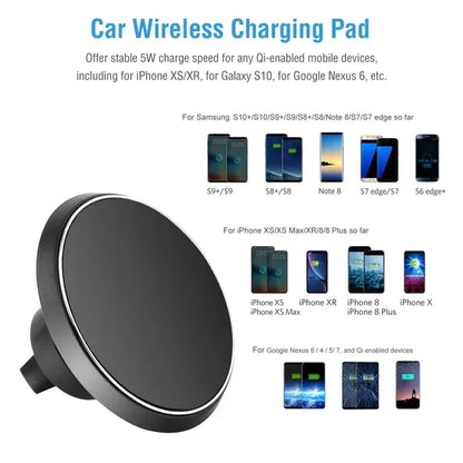 Qi Wireless Car Charger Magnetic Car Phone Charger 5W Charging Pad Air Vent Phone Mount Holder - THE MILE MAKER DRIVER SHOP