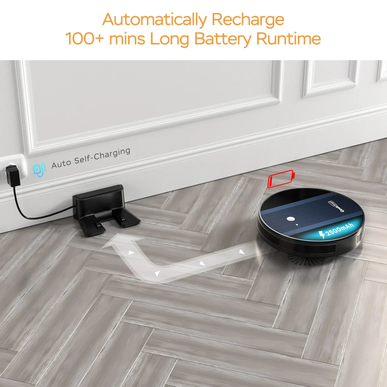 Geek Smart Robot Vacuum Cleaner G6 Plus, Ultra-Thin, 1800Pa Strong Suction, Automatic Self-Charging, Wi-Fi Connectivity, App Control, Custom Cleaning, Great For Hard Floors To Carpets.Ban On Amazon - THE MILE MAKER DRIVER SHOP