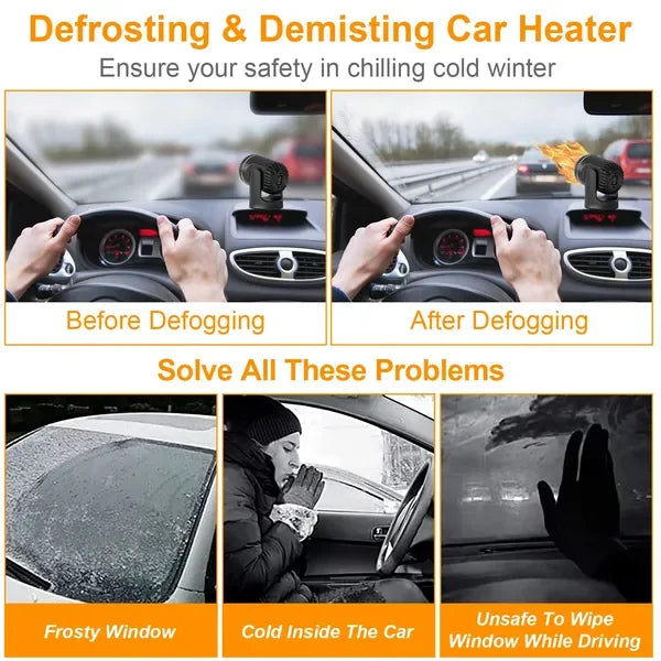 Portable Car Heater 2 In 1 Heating Cooling Fan Rotatable Demister Defroster With 4.92ft Cord - THE MILE MAKER DRIVER SHOP