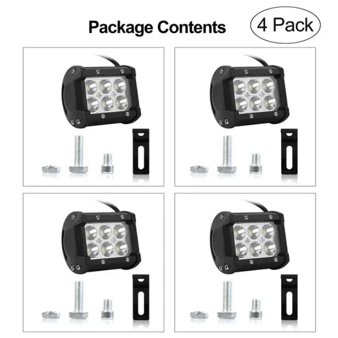 4 PCS 4in 18W Dual Row LED Spot Light Pod Cube Light - THE MILE MAKER DRIVER SHOP