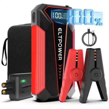 20000 MAh Car Jump Starter Power Supply With Dual USB Fast Charging And Red LED Light. - THE MILE MAKER DRIVER SHOP