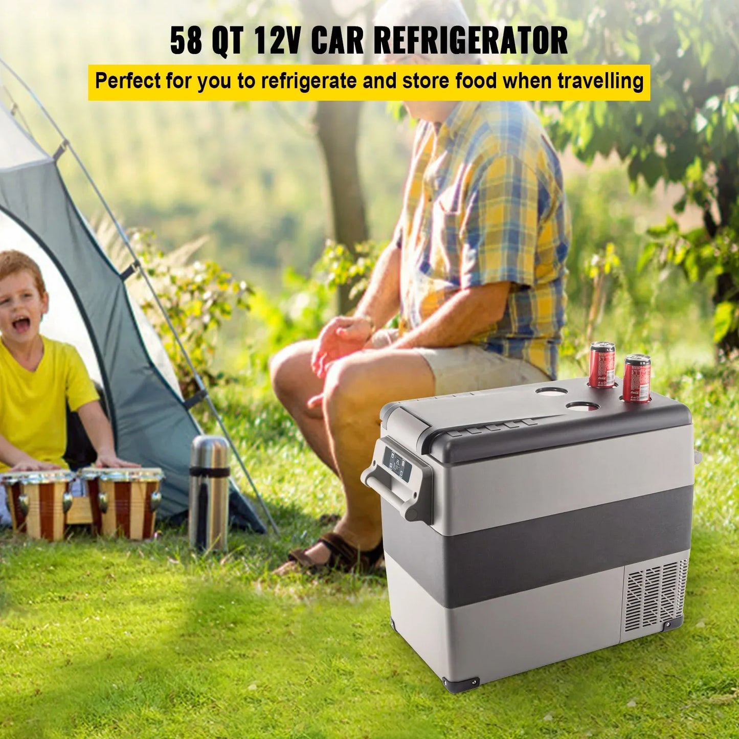 12 Volt Refrigerator, 58 Quart Car Refrigerator, Dual Zone Portable Refrigerator,RV Refrigerator With 12/24V DC And 110-240V AC, Freezer Fridge Cooler, For Car, RV, Camping And Home Use - THE MILE MAKER DRIVER SHOP