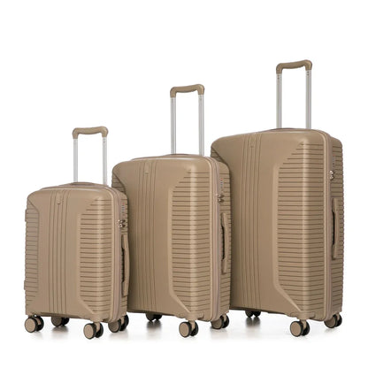 20 24 28 3 Pcs Set In PP Spinner Wheel Luggage, Carry On Suitcase, Matching Color, Combination Lock - THE MILE MAKER DRIVER SHOP