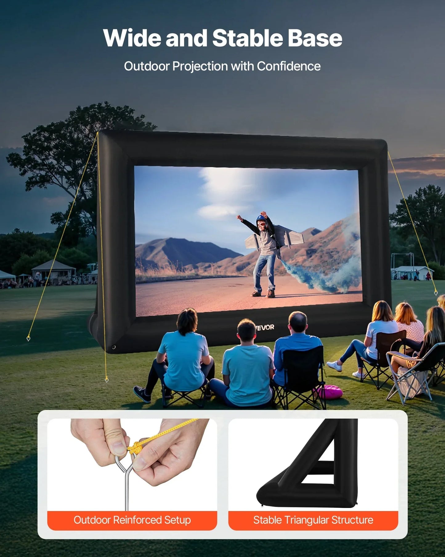 16FT Inflatable Projector Screen, Inflatable Movie Screen Outdoor With 250W Air Blower Projector Screen Oxford Fabric Material Blow Up Screen For Outdoor Backyard, Home Theater, Theme Party - THE MILE MAKER DRIVER SHOP
