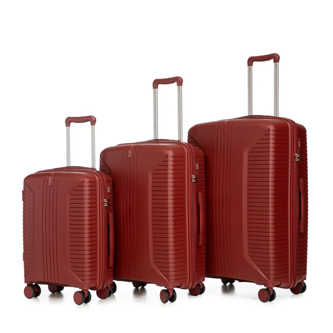 20 24 28 3 Pcs Set In PP Spinner Wheel Luggage, Carry On Suitcase, Matching Color, Combination Lock - THE MILE MAKER DRIVER SHOP