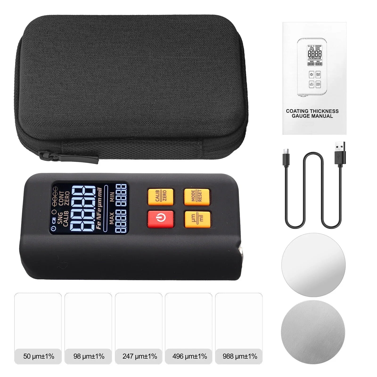 LCD Digital Thickness Gauge Car Coating Paint Film Depth Tester Fe NFe Probe - THE MILE MAKER DRIVER SHOP