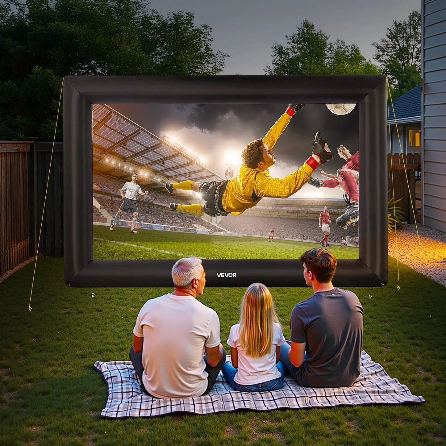 20FT Inflatable Projector Screen, Inflatable Movie Screen Outdoor With 250W Air Blower Projector Screen Oxford Fabric Material Blow Up Screen For Outdoor Backyard, Home Theater, Theme Party - THE MILE MAKER DRIVER SHOP