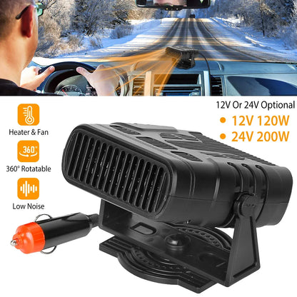 24V 200W Or 12V 120W Portable Car Heater Heating Fan 2 In 1 Defroster Demister Windshield Heater Automotive Cooling Fan - THE MILE MAKER DRIVER SHOP