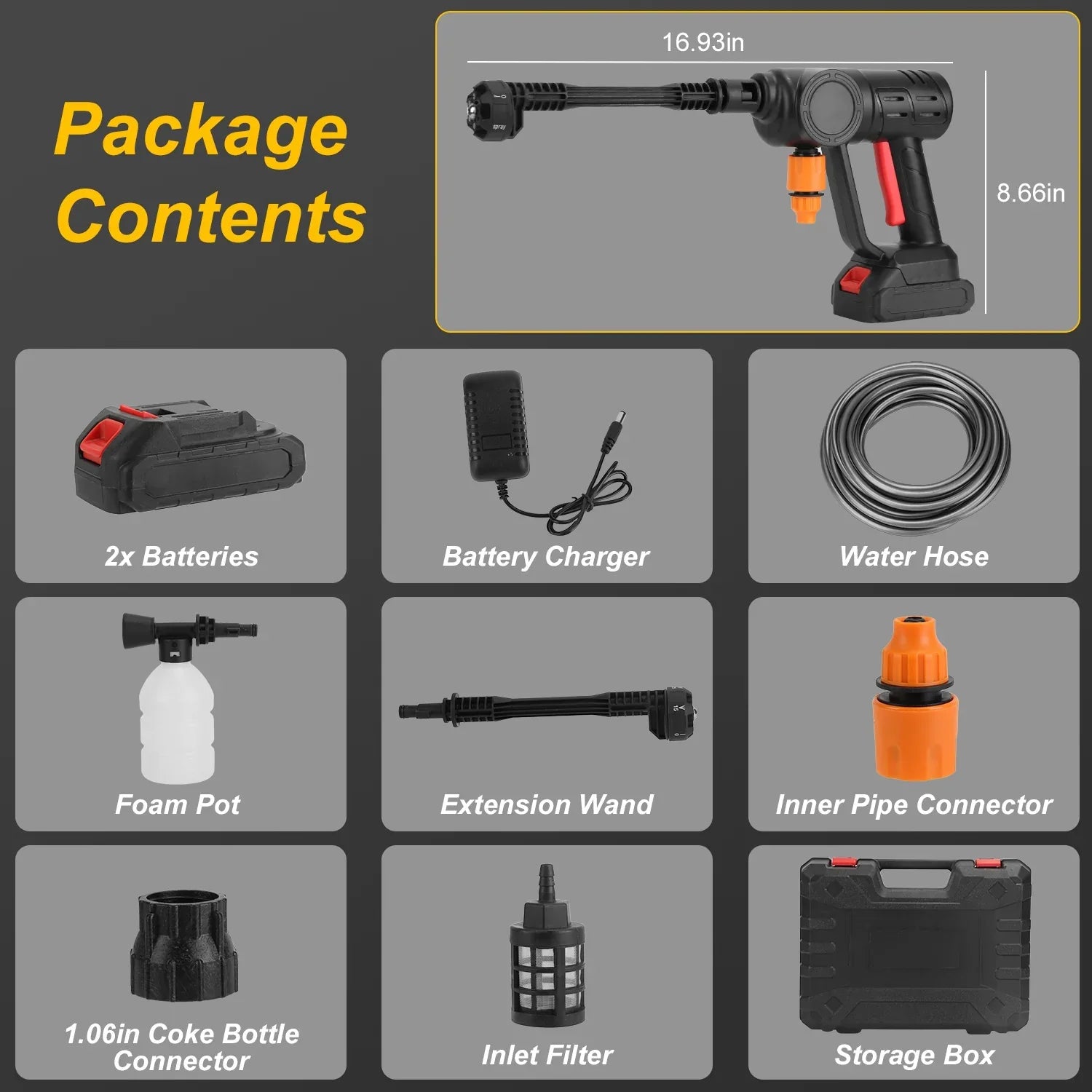 Cordless Pressure Washer With 6 In 1 Nozzle Portable Electric Power Washer High Pressure Water Sprayer 1000PSI Car Washer Cleaner With 6000mAh 21V Rechargeable Battery And Charger - THE MILE MAKER DRIVER SHOP