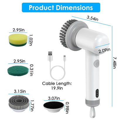 1Set Electric Handheld Spin Scrubber Cordless Cleaning Brush With 2 Rotating Speeds 3 Cleaning Brushes Rechargeable Shower Scrubber For Kitchen Dish Bathtub Sink Tile - THE MILE MAKER DRIVER SHOP