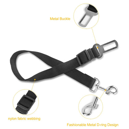 2Pcs Pet Dog Seat Belt Leash Adjustable Pet Dog Cat Safety Leads Harness Car Vehicle Nylon Fabric Seatbelt Strap - THE MILE MAKER DRIVER SHOP