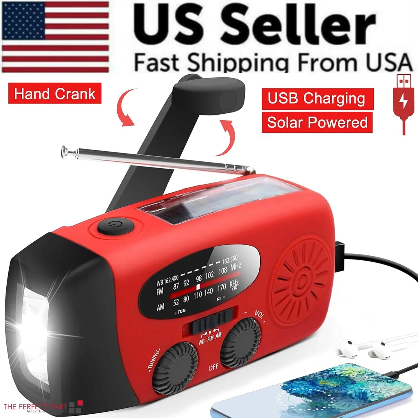 Emergency Radio Crank Solar Hand Weather Power Bank Charger Light - THE MILE MAKER DRIVER SHOP