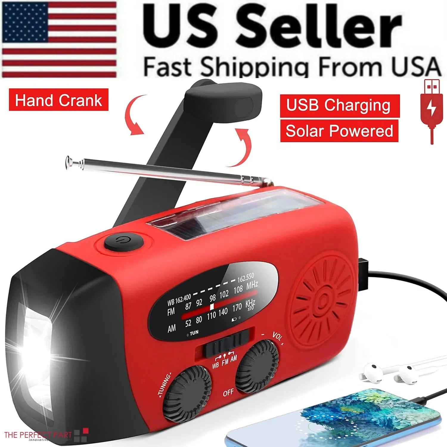 Emergency Radio Crank Solar Hand Weather Power Bank Charger Light - THE MILE MAKER DRIVER SHOP