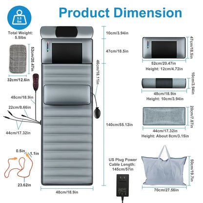Advanced Version Full Body Electric Massage Mat With Heat Vibration Massage Pad Cushion With Neck Massager Lumbar Pillow With 10 Vibration Motors 3 Timers Anti-Slip Bottom Earplugs - THE MILE MAKER DRIVER SHOP