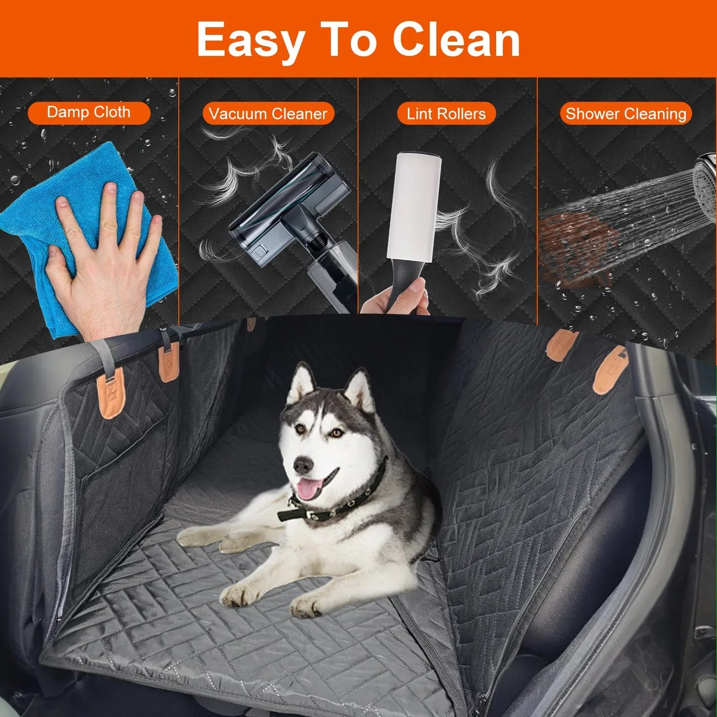 1Pc Dog Car Seat Cover For Back Seat Waterproof Oxford Cloth Seat Cover Hammock Non-Slip Scratchproof Back Seat Extender With Side Flap Mesh Window Storage Bag For Car SUV Truck - THE MILE MAKER DRIVER SHOP