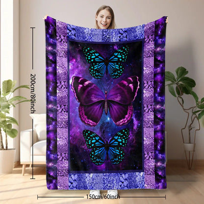 Cozy Butterfly Printed Flannel Blanket - Soft, Warm, And Lightweight Throw For Couch, Sofa, Office, Bed, Camping, And Travel - Multi-Purpose Gift For All Seasons With Versatile Design - THE MILE MAKER DRIVER SHOP