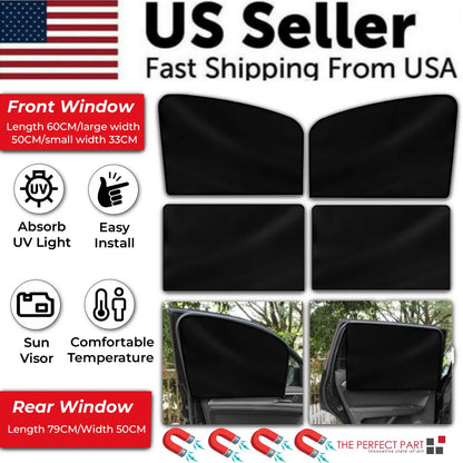 4X Magnetic Car Side Front Rear Window Sun Shade Cover Mesh Shield UV Protection - THE MILE MAKER DRIVER SHOP