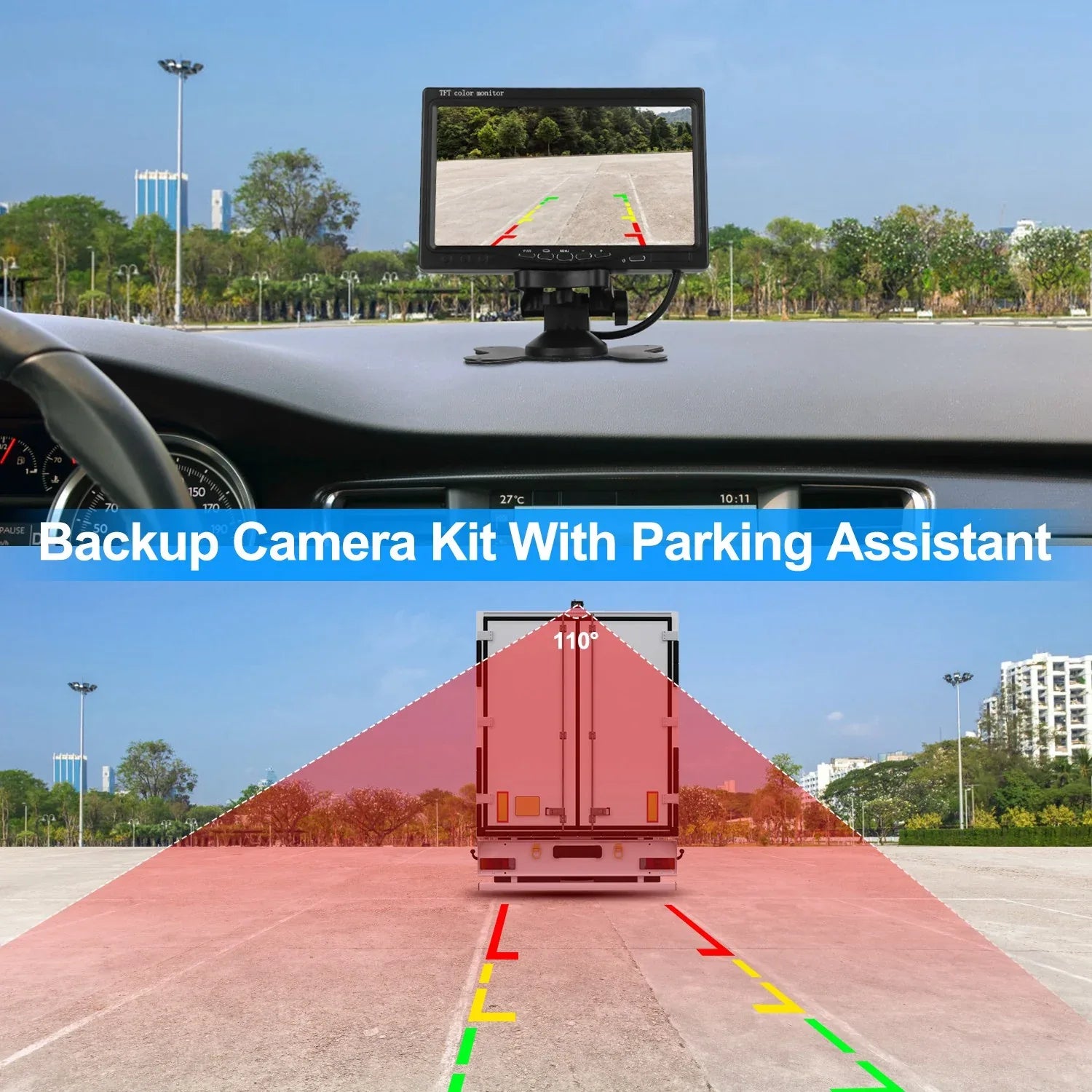 1Pc 7In Screen Backup Camera System Vehicle Rear View Monitor Kit IP67 Waterproof Car Parking Reverse System With Night Vision For Car Trunk Van SUV - THE MILE MAKER DRIVER SHOP