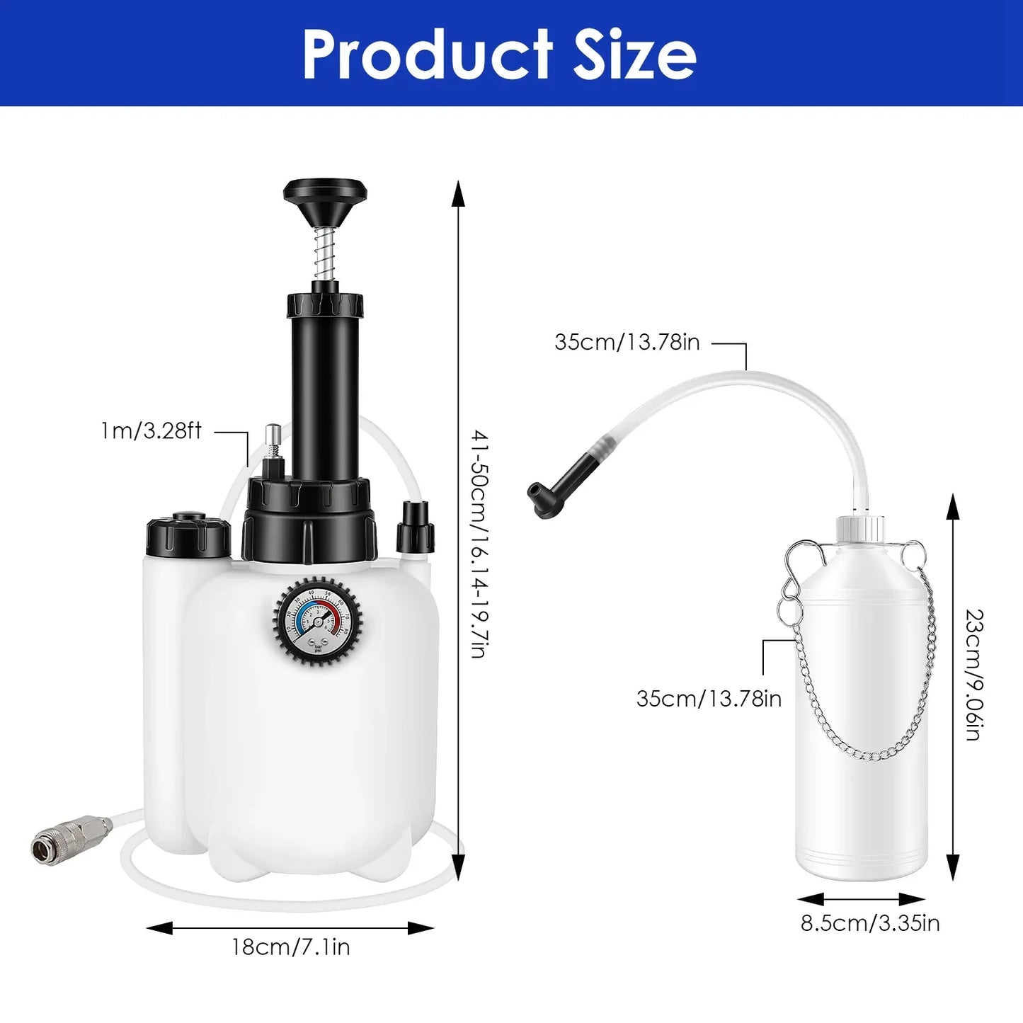 1 Set 3L Manual Brake Bleeder Kit One Person Brake Bleed Vacuum Pump Automotive Brake Fluid Bleeding Kit With 1L Waste Oil Bottle 4 Master Cylinder Adapters Gloves Funnel Fit For Most Vehicles - THE MILE MAKER DRIVER SHOP