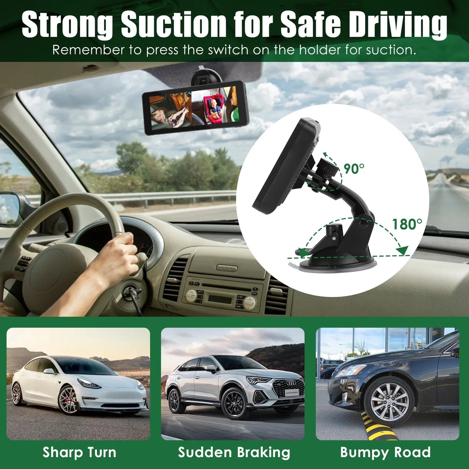 1Pc 1080P Baby Car Camera For 2 Kids Dual Channel Car Baby Monitor Rear Facing Car Seat Camera With 120Degree Wide View 6.86In HD Split Screen Night Vision - THE MILE MAKER DRIVER SHOP