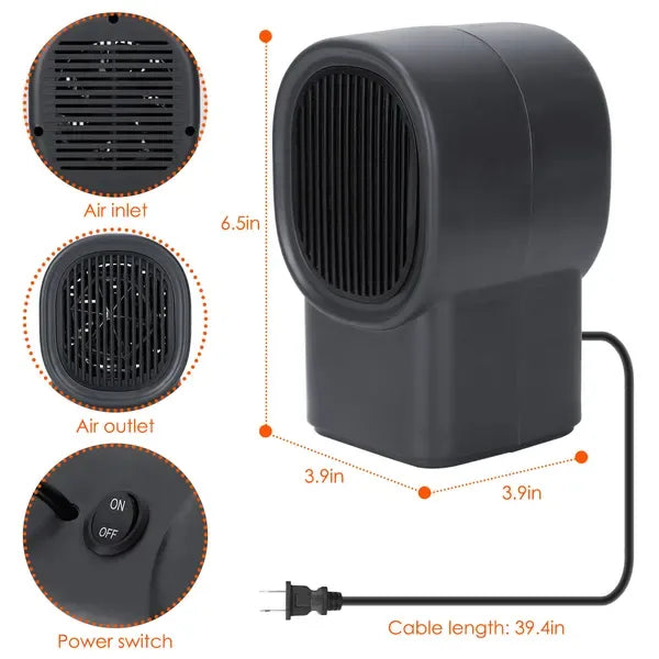 400W Portable Electric Space Heater Mini Desktop Fan Heater Personal Small Space Heater For Home Office - THE MILE MAKER DRIVER SHOP