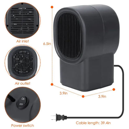 400W Portable Electric Space Heater Mini Desktop Fan Heater Personal Small Space Heater For Home Office - THE MILE MAKER DRIVER SHOP
