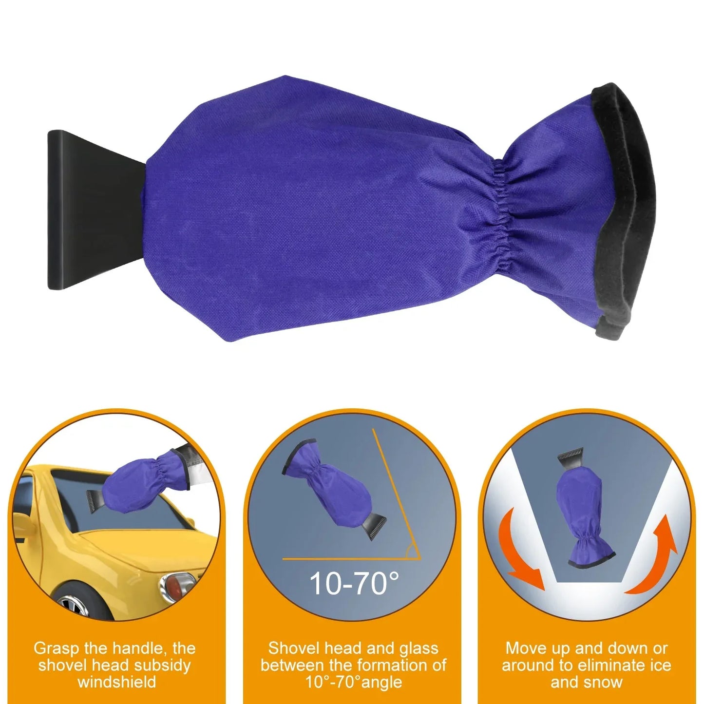1Pc Ice Scraper Glove Car Windshield Snow Scraper Remover Glove Lined Of Fleece Winter Ice Scraper Mitt Keep Warm - THE MILE MAKER DRIVER SHOP