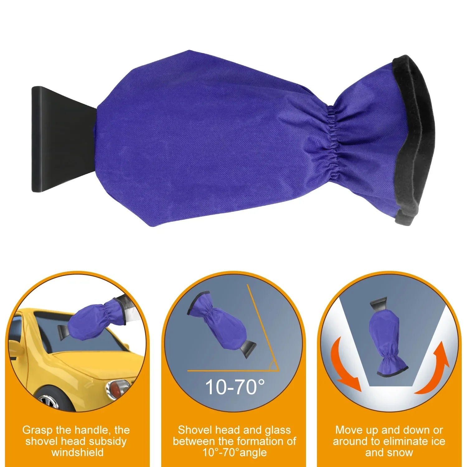 1Pc Ice Scraper Glove Car Windshield Snow Scraper Remover Glove Lined Of Fleece Winter Ice Scraper Mitt Keep Warm - THE MILE MAKER DRIVER SHOP
