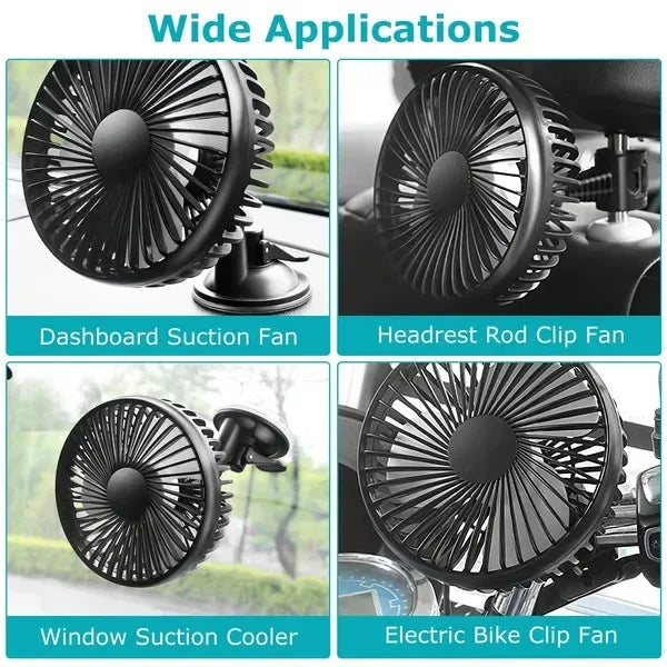 Car Cooling Fan Portable Rotatable USB Vehicle Fan Backseat Clip - THE MILE MAKER DRIVER SHOP