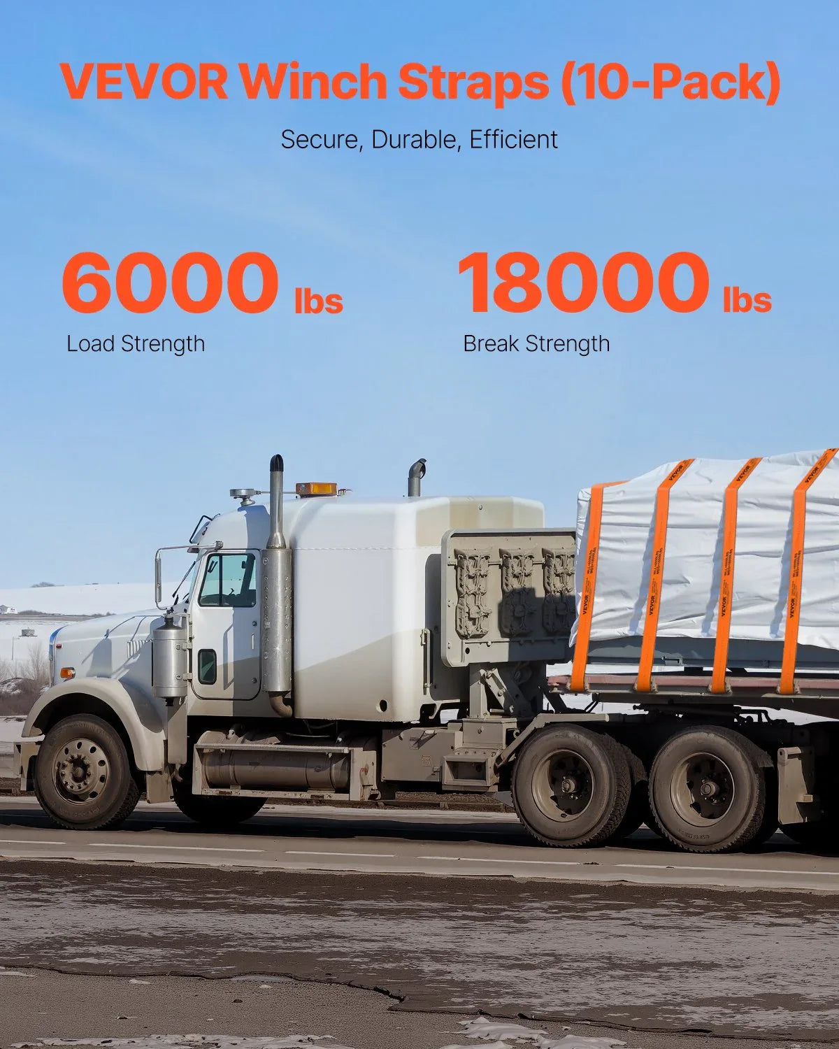 Winch Straps Truck Straps 4 In X 30 Ft With Flat Hook For Towing 10 Pack - THE MILE MAKER DRIVER SHOP