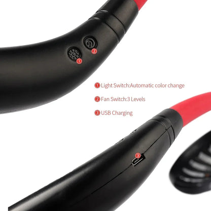 Mini Portable Hanging Neckband Fan USB Rechargeable Double Fans Air Cooler Conditioner Colorful Aroma Electric Desk Fan For Room - THE MILE MAKER DRIVER SHOP