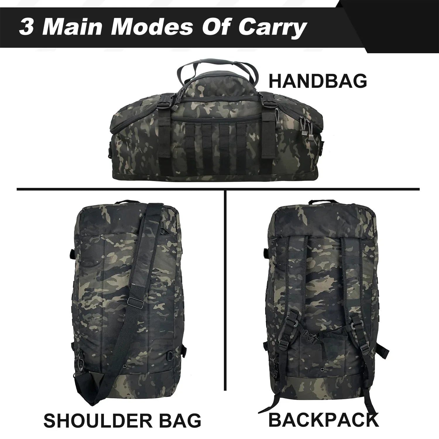3 In 1 Military Backpack Travel Duffle Bag For Weekender Gym Traveling Workout Deployment - THE MILE MAKER DRIVER SHOP