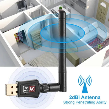 USB WiFi Adapter AC600Mbps 5G/2.4G Dual Band 802.11ac Wireless Network Adapter W/ 2dBi External Antennas For PC Desktop Laptop - THE MILE MAKER DRIVER SHOP